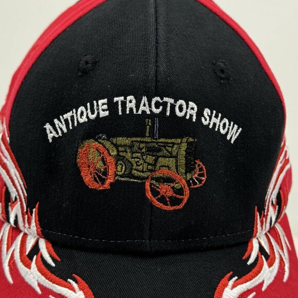 Antique Tractor Show Embroidered Cap 2017 Stockholm MN 10th Red Black Flames - Picture 2 of 10